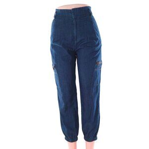 Express XS Extreme High Rise Cargo Utility Jogger  Pants Chambray Blue